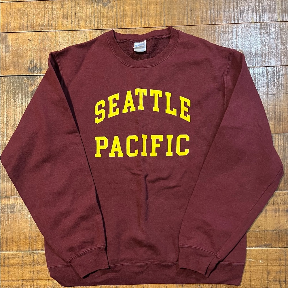 Seattle Pacific University Burgundy and yellow crewneck sweatshirt collegestyle